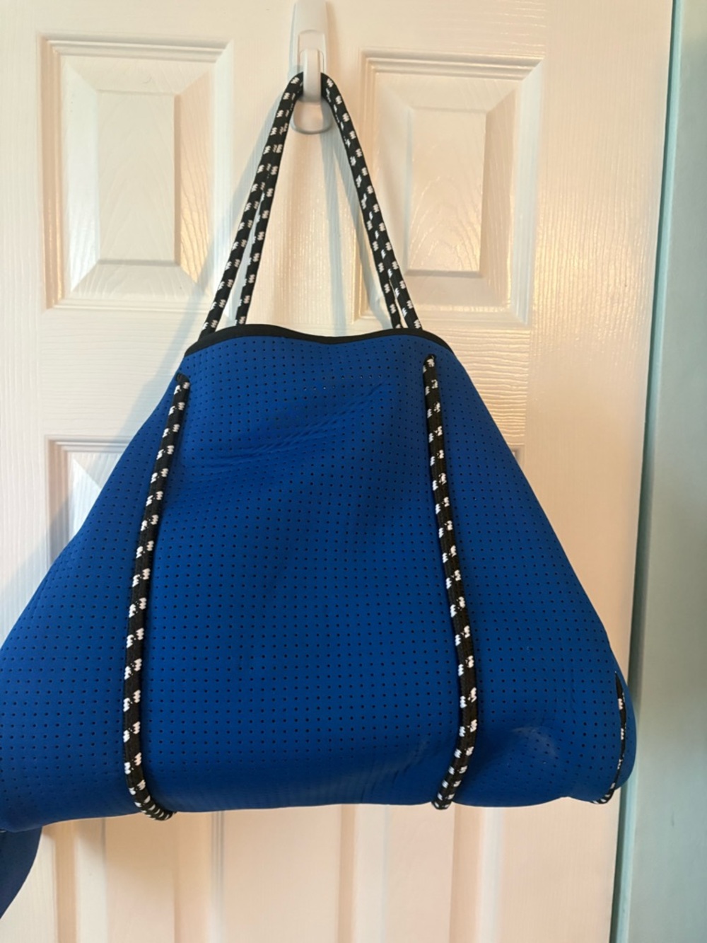 Royal Blue Neoprene Tote Bag with Black Rope Handles
